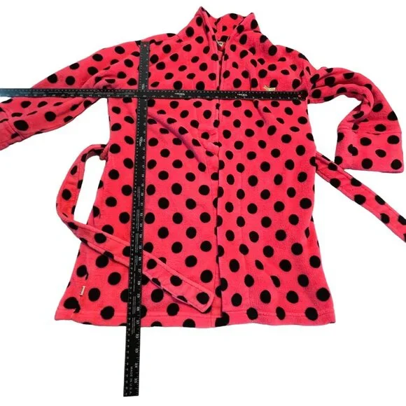 Victoria's Secret Bright PINK Women's XS Polka Dot Thick Soft Fleece Robe - Picture 14 of 16